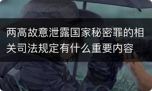两高故意泄露国家秘密罪的相关司法规定有什么重要内容