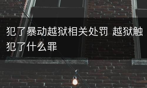 犯了暴动越狱相关处罚 越狱触犯了什么罪