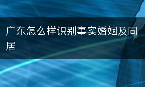 广东怎么样识别事实婚姻及同居