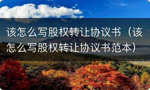 该怎么写股权转让协议书（该怎么写股权转让协议书范本）