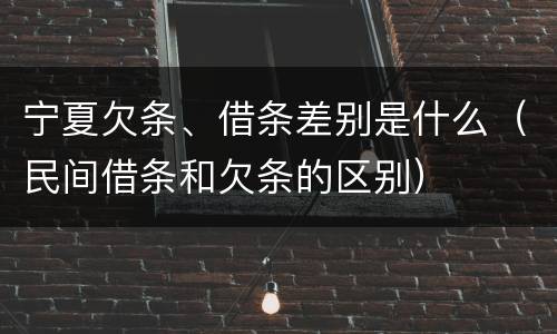 宁夏欠条、借条差别是什么（民间借条和欠条的区别）