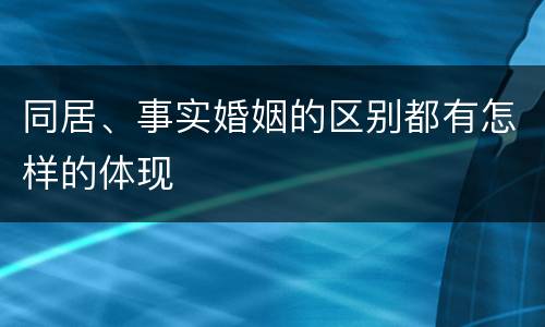同居、事实婚姻的区别都有怎样的体现