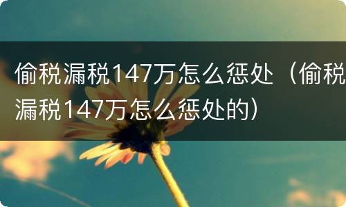 偷税漏税147万怎么惩处（偷税漏税147万怎么惩处的）