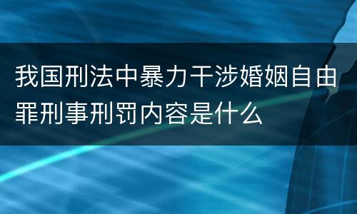 我国刑法中暴力干涉婚姻自由罪刑事刑罚内容是什么