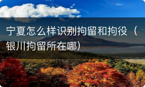 宁夏怎么样识别拘留和拘役（银川拘留所在哪）