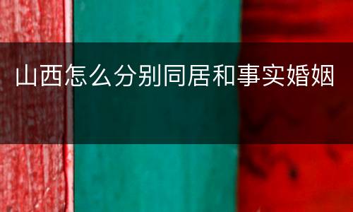 山西怎么分别同居和事实婚姻