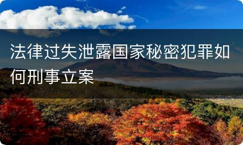 法律过失泄露国家秘密犯罪如何刑事立案