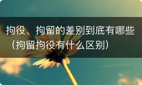 拘役、拘留的差别到底有哪些（拘留拘役有什么区别）