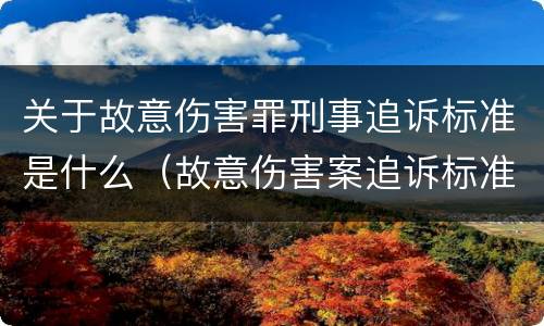 关于故意伤害罪刑事追诉标准是什么（故意伤害案追诉标准）