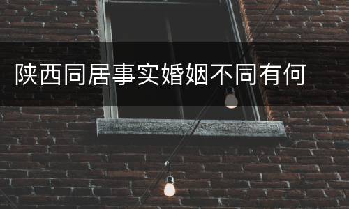 陕西同居事实婚姻不同有何