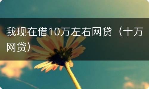 我现在借10万左右网贷（十万网贷）