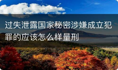 过失泄露国家秘密涉嫌成立犯罪的应该怎么样量刑