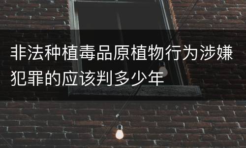 非法种植毒品原植物行为涉嫌犯罪的应该判多少年