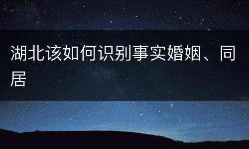 湖北该如何识别事实婚姻、同居
