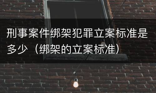 刑事案件绑架犯罪立案标准是多少（绑架的立案标准）