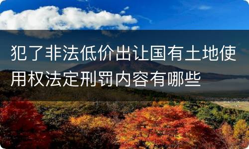 犯了非法低价出让国有土地使用权法定刑罚内容有哪些