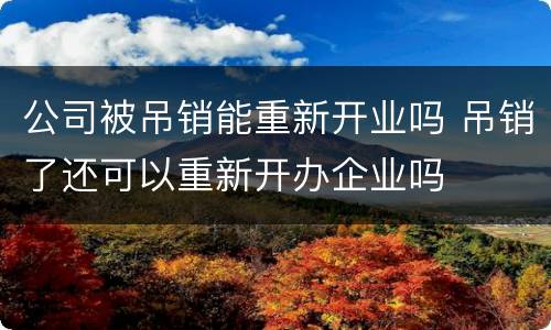 公司被吊销能重新开业吗 吊销了还可以重新开办企业吗