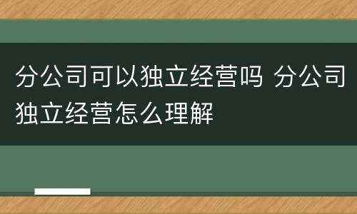分公司可以独立经营吗 分公司独立经营怎么理解