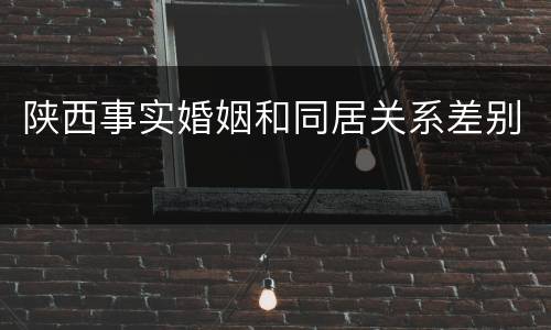 陕西事实婚姻和同居关系差别