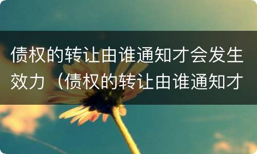 债权的转让由谁通知才会发生效力（债权的转让由谁通知才会发生效力吗）