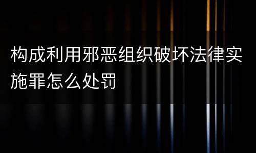 构成利用邪恶组织破坏法律实施罪怎么处罚