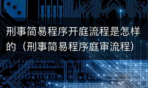 刑事简易程序开庭流程是怎样的（刑事简易程序庭审流程）