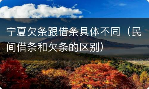 宁夏欠条跟借条具体不同（民间借条和欠条的区别）