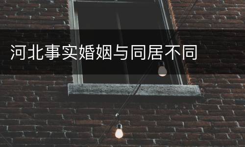 河北事实婚姻与同居不同