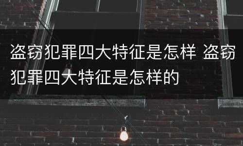 盗窃犯罪四大特征是怎样 盗窃犯罪四大特征是怎样的