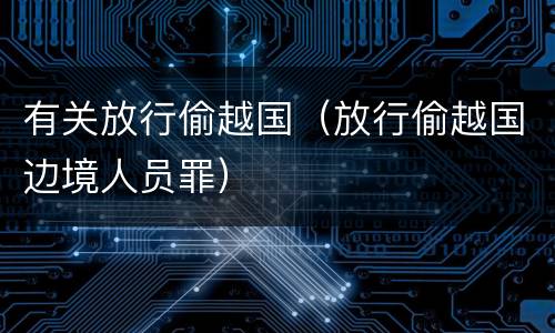 有关放行偷越国（放行偷越国边境人员罪）