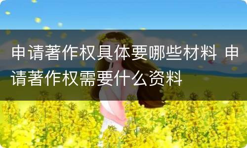 申请著作权具体要哪些材料 申请著作权需要什么资料