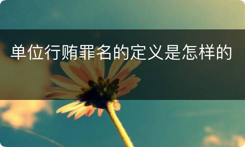 单位行贿罪名的定义是怎样的