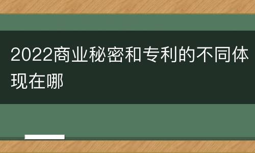 2022商业秘密和专利的不同体现在哪