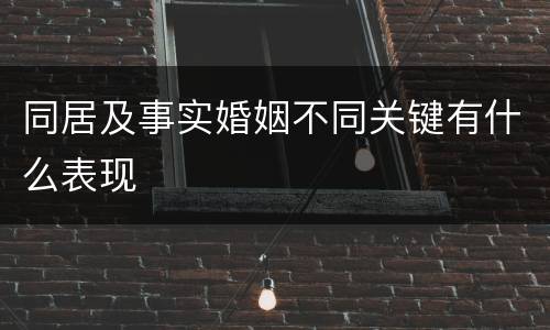 同居及事实婚姻不同关键有什么表现