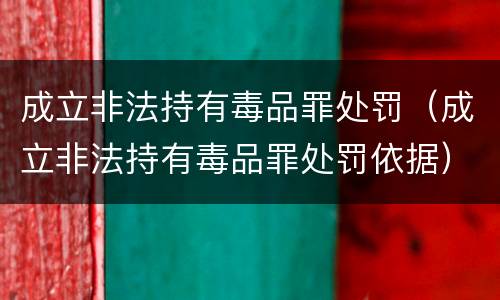 成立非法持有毒品罪处罚（成立非法持有毒品罪处罚依据）
