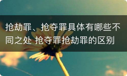 抢劫罪、抢夺罪具体有哪些不同之处 抢夺罪抢劫罪的区别