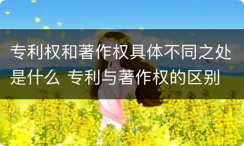 专利权和著作权具体不同之处是什么 专利与著作权的区别