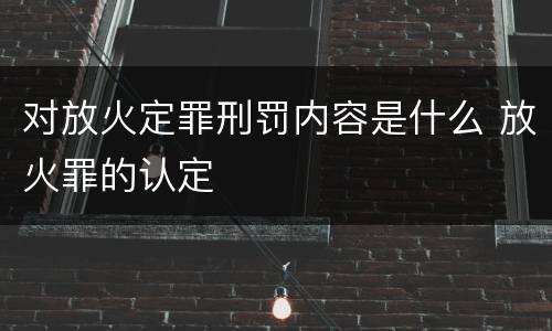 对放火定罪刑罚内容是什么 放火罪的认定