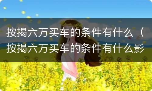 按揭六万买车的条件有什么（按揭六万买车的条件有什么影响）
