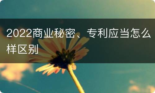 2022商业秘密、专利应当怎么样区别