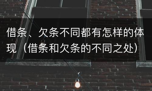 借条、欠条不同都有怎样的体现（借条和欠条的不同之处）