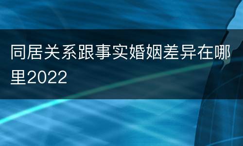 同居关系跟事实婚姻差异在哪里2022