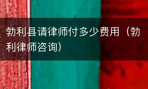 勃利县请律师付多少费用（勃利律师咨询）