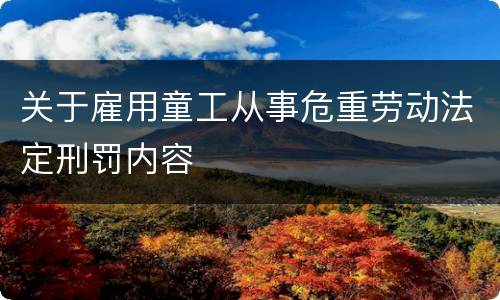 关于雇用童工从事危重劳动法定刑罚内容