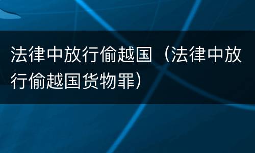 法律中放行偷越国（法律中放行偷越国货物罪）