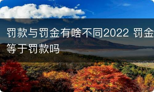 罚款与罚金有啥不同2022 罚金等于罚款吗