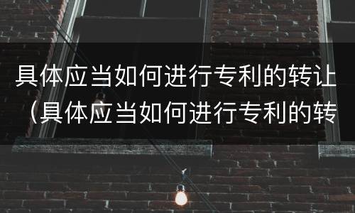 具体应当如何进行专利的转让（具体应当如何进行专利的转让申请）