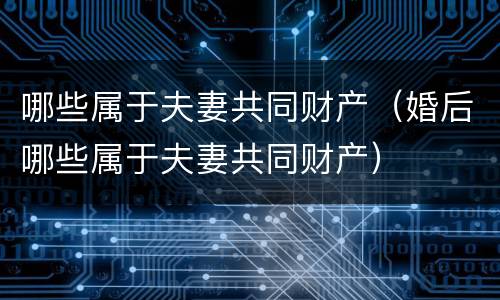 哪些属于夫妻共同财产（婚后哪些属于夫妻共同财产）