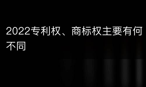 2022专利权、商标权主要有何不同