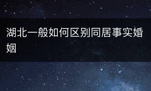 湖北一般如何区别同居事实婚姻